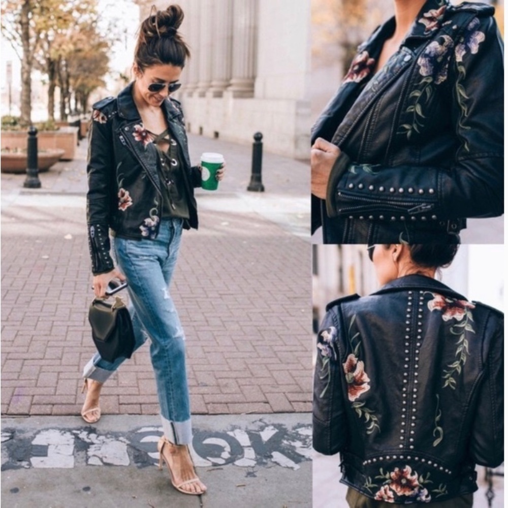 BlankNYC Embroidered Faux Leather Jacket